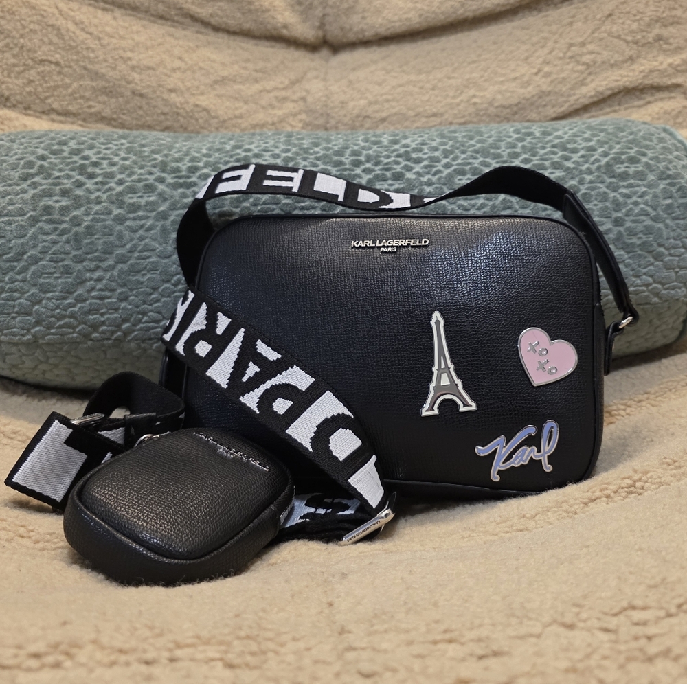Karl Lagerfeld Black Mini Crossbody Bag Set